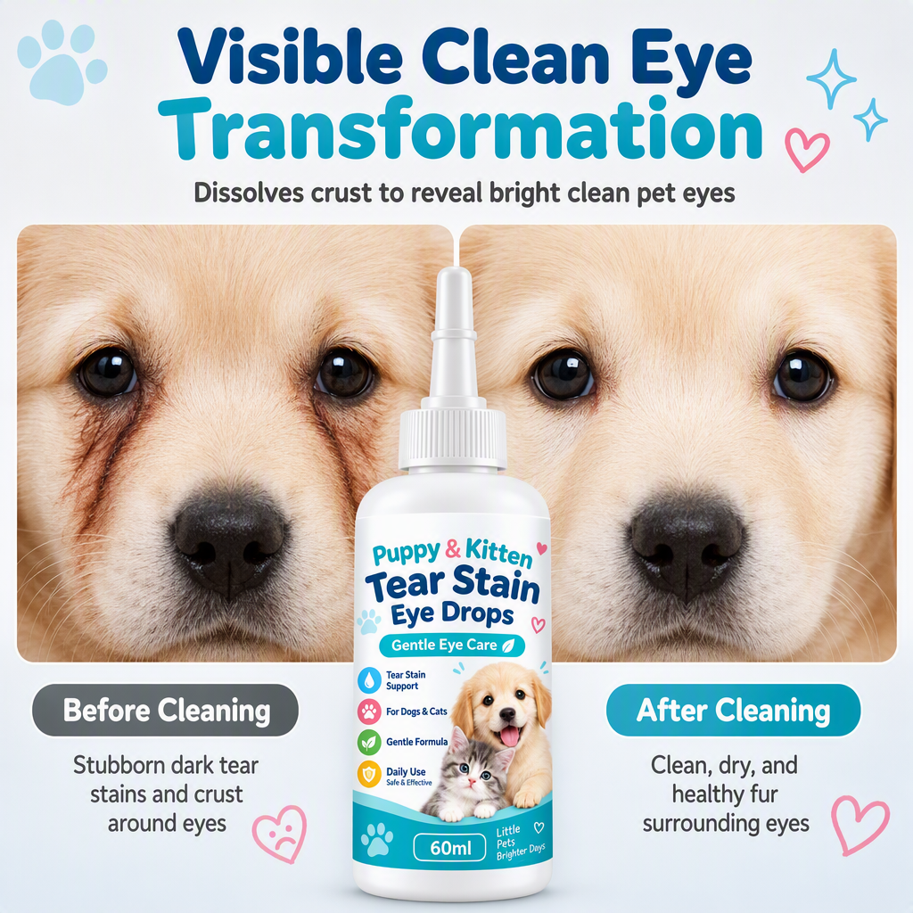 🐾 Pet Tear Stain Remover Eye Drops - Gentle Clean Eye Care Solution for Pets 💧
