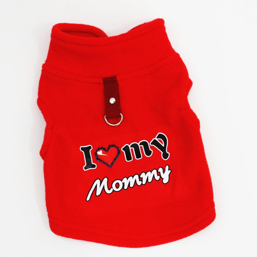 🐾 Cozy Plush Pet Warm Vest with D-Ring - Love Dad & Mom Printed Sweater 🐶