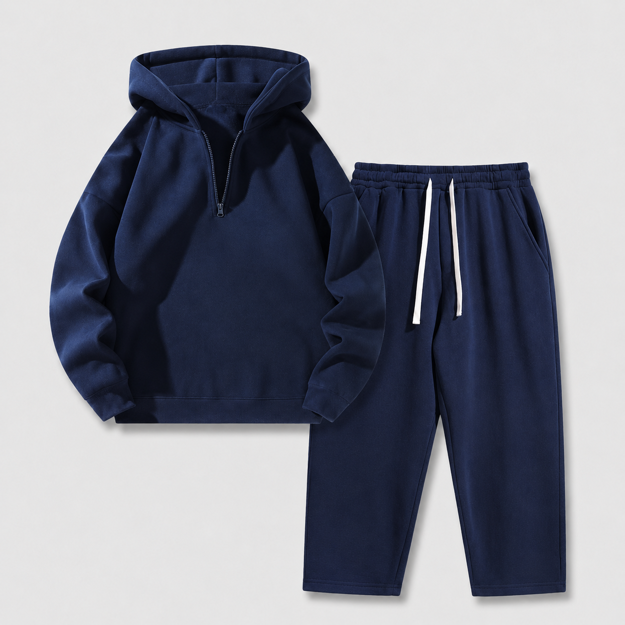 🧥 2-Piece Half-Zip Knit Hoodie & Straight-Leg Sweatpants Lounge Set 👖