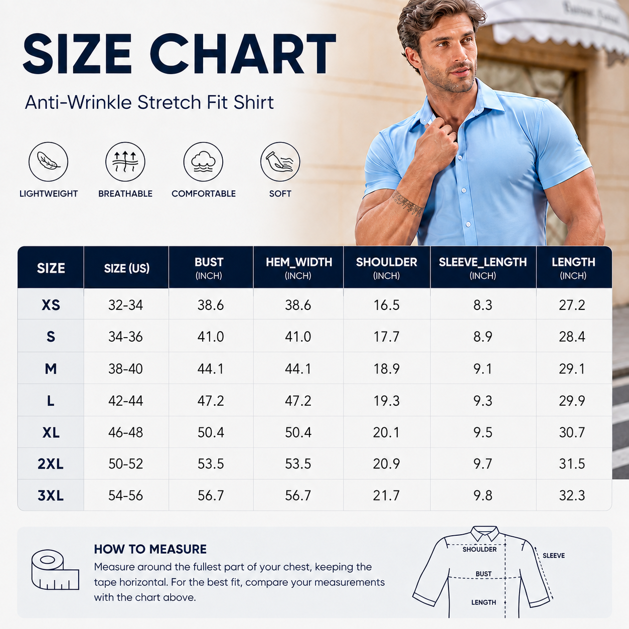 ⚡ 49% OFF – 👔 Men’s Muscle Fit Wrinkle-Free Shirt