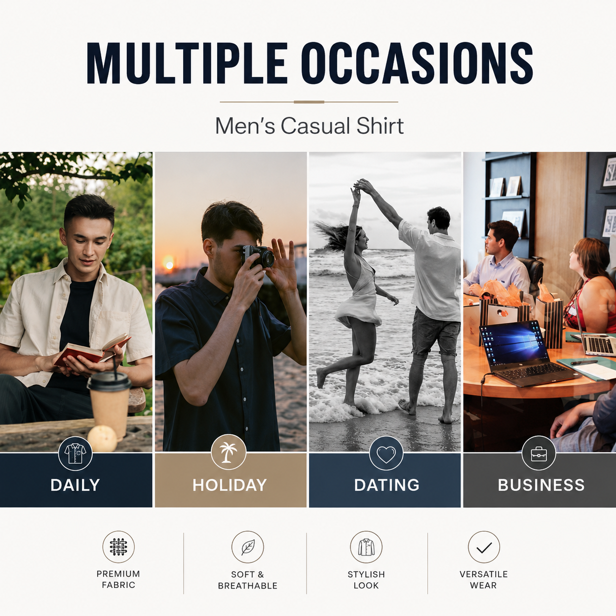 ⚡ 49% OFF – 👔 Men’s Muscle Fit Wrinkle-Free Shirt