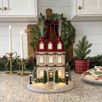 🎄 Holiday House Aroma Diffuser 🏠 Chimney Mist & Color-Changing Lights