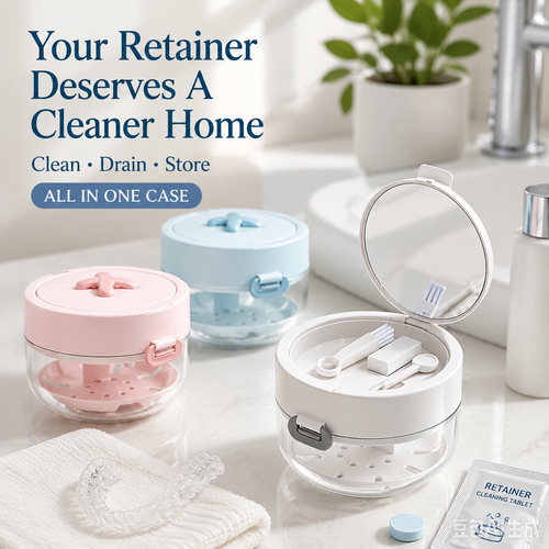 ✨🦷 3-in-1 Retainer Cleaning Case – Aligner Storage & Drain Basket