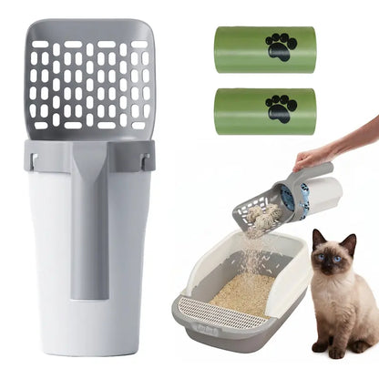 🔥 50% OFF TODAY | 🐾 3-in-1 All-in-One Cat Litter Scoop With Waste Bags 🗑️