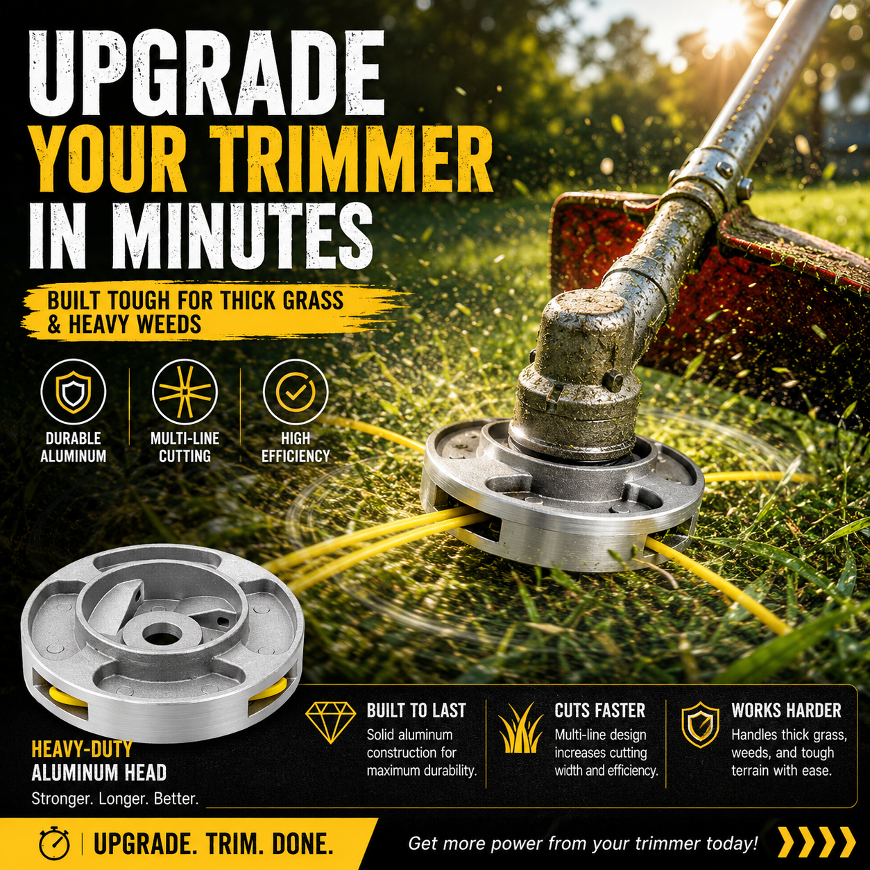 🌿 Universal Aluminum Grass Trimmer Head | Heavy-Duty Brush Cutter Replacement