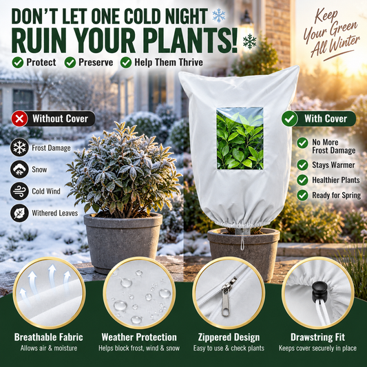❄️ Reusable Plant Frost Cover – Winter Protection with Zipper & Window