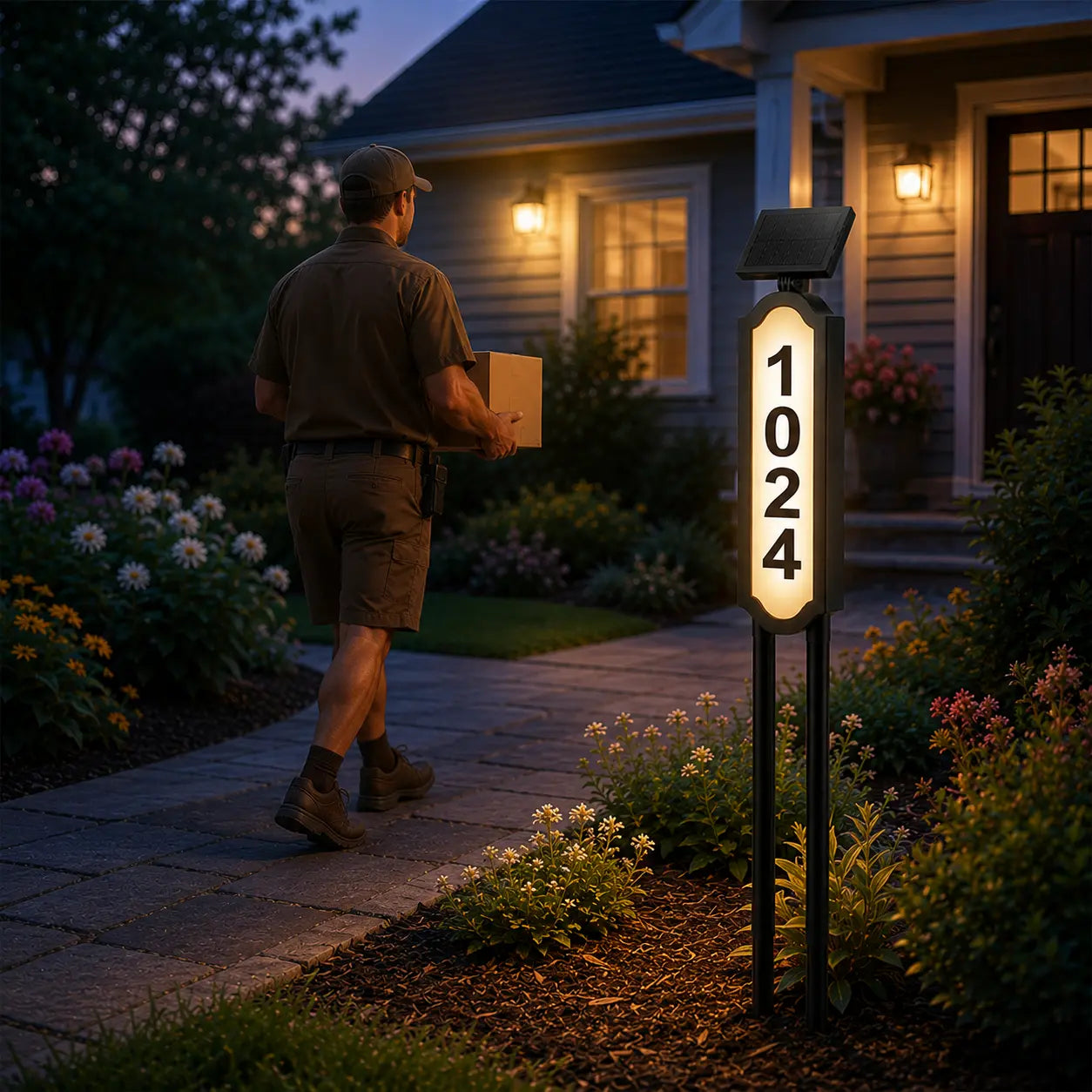 🏡 Solar Illuminated House Number Sign | Outdoor Address Light