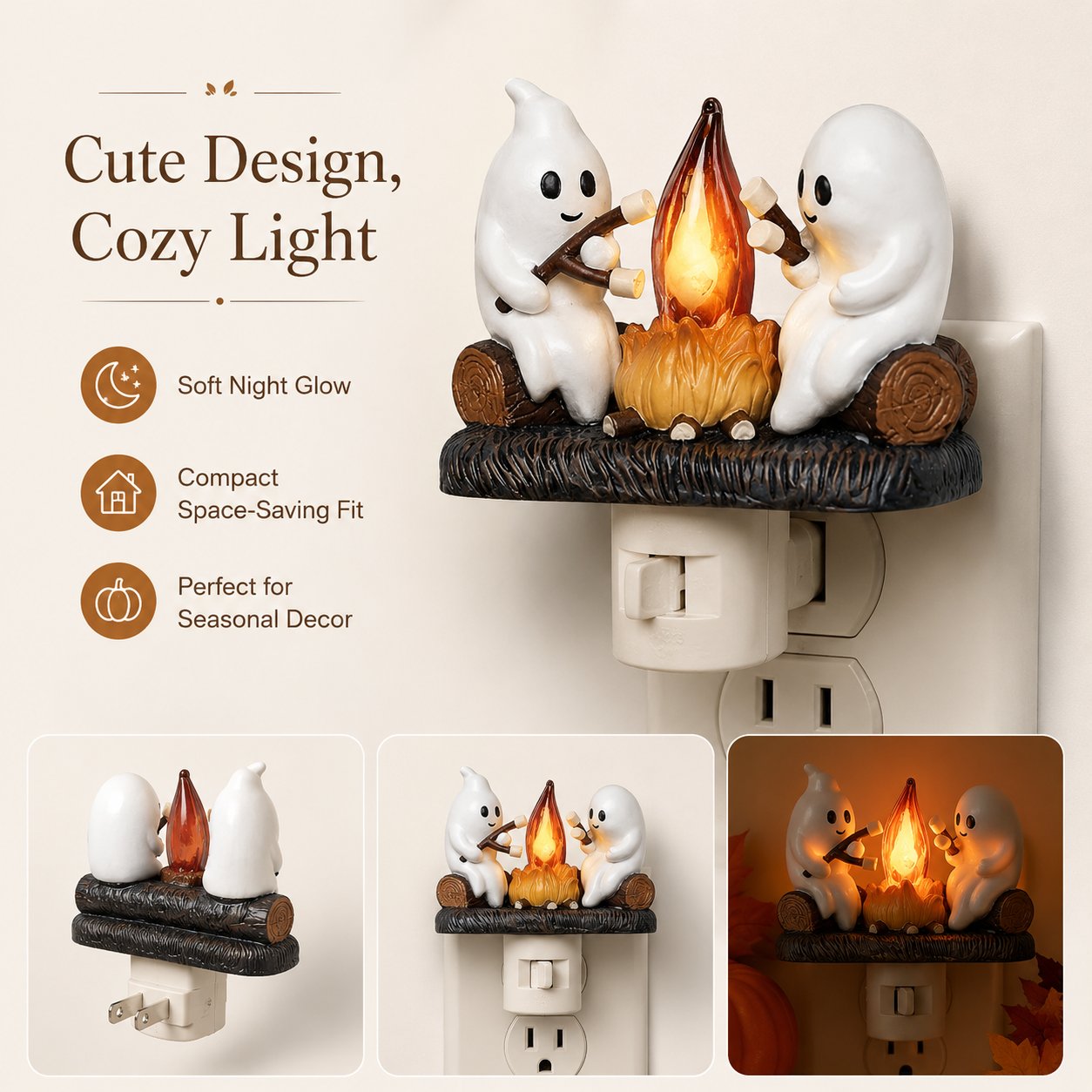 👻 Ghost Campfire Flickering LED Nightlight 🔥