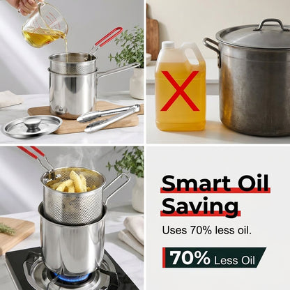🍟 Compact Stainless Steel Deep Fryer Pot Set with Basket✨