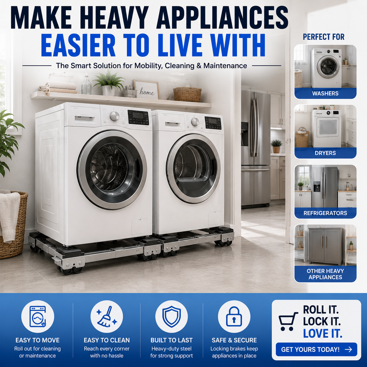 ✨ 2026 Best Seller Appliance Moving Dolly – No More Struggling With Heavy Washers & Dryers