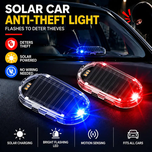 🚨 Solar Powered Simulated Car Alarm LED Warning Light | Wireless Anti-Theft Strobe Beacon 🚗