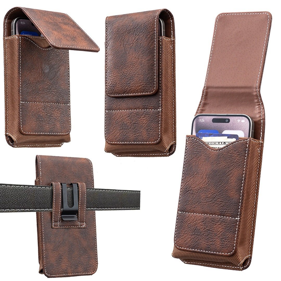 🏆 Last Day Special Price ! 🔥Waist Belt Cell Phone Pouch 📱 Multi-Pocket Leather Holster with Card Holder