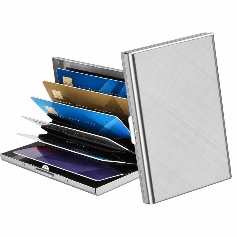 💳 Stainless Steel RFID-Blocking Card Holder – Slim 6-Slot Security Wallet ✨