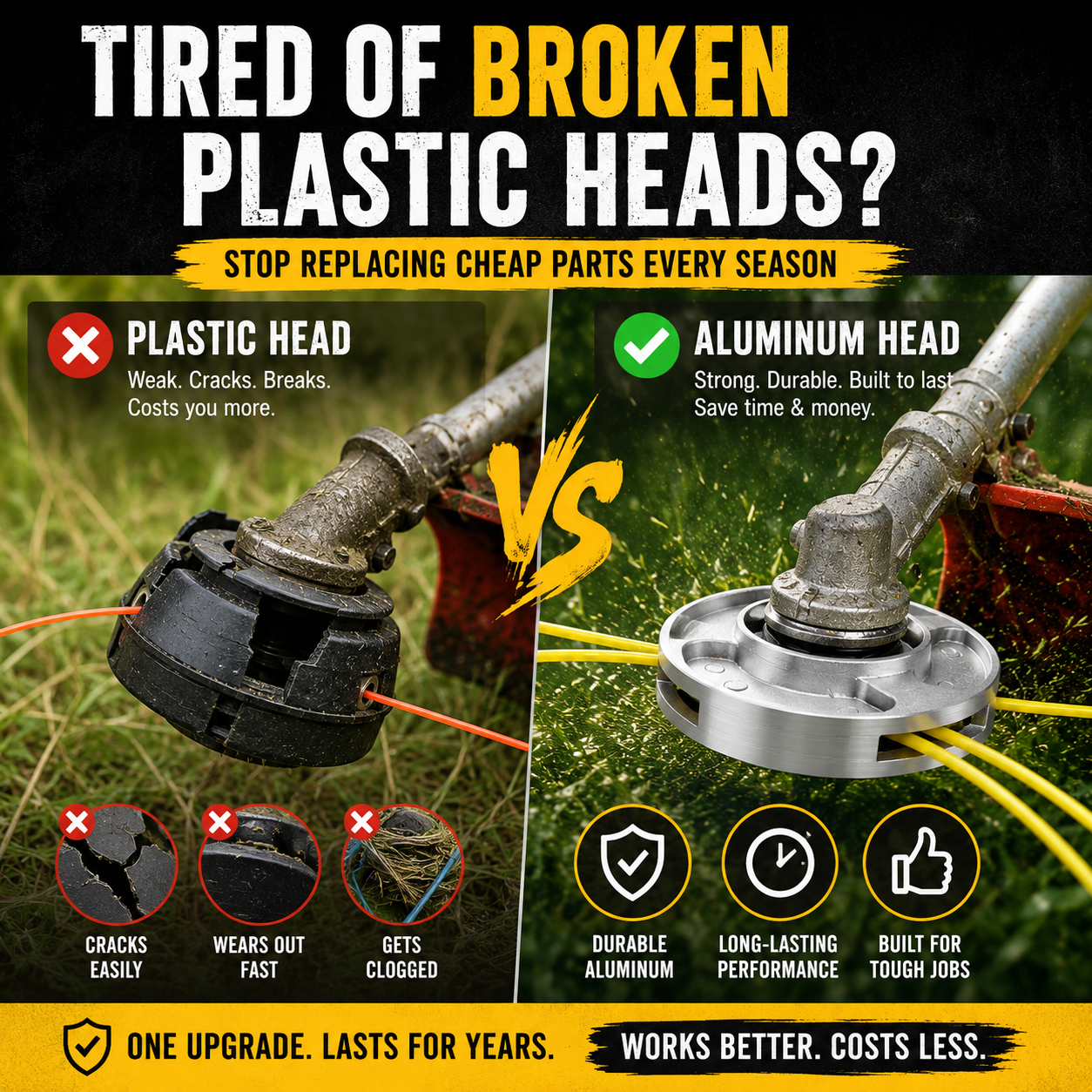 🌿 Universal Aluminum Grass Trimmer Head | Heavy-Duty Brush Cutter Replacement