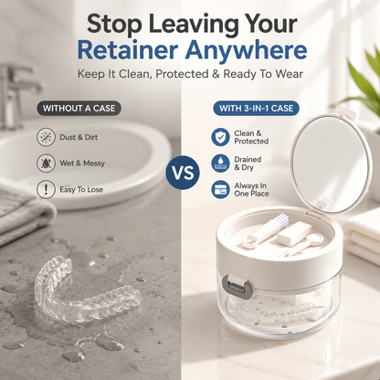 ✨🦷 3-in-1 Retainer Cleaning Case – Aligner Storage & Drain Basket