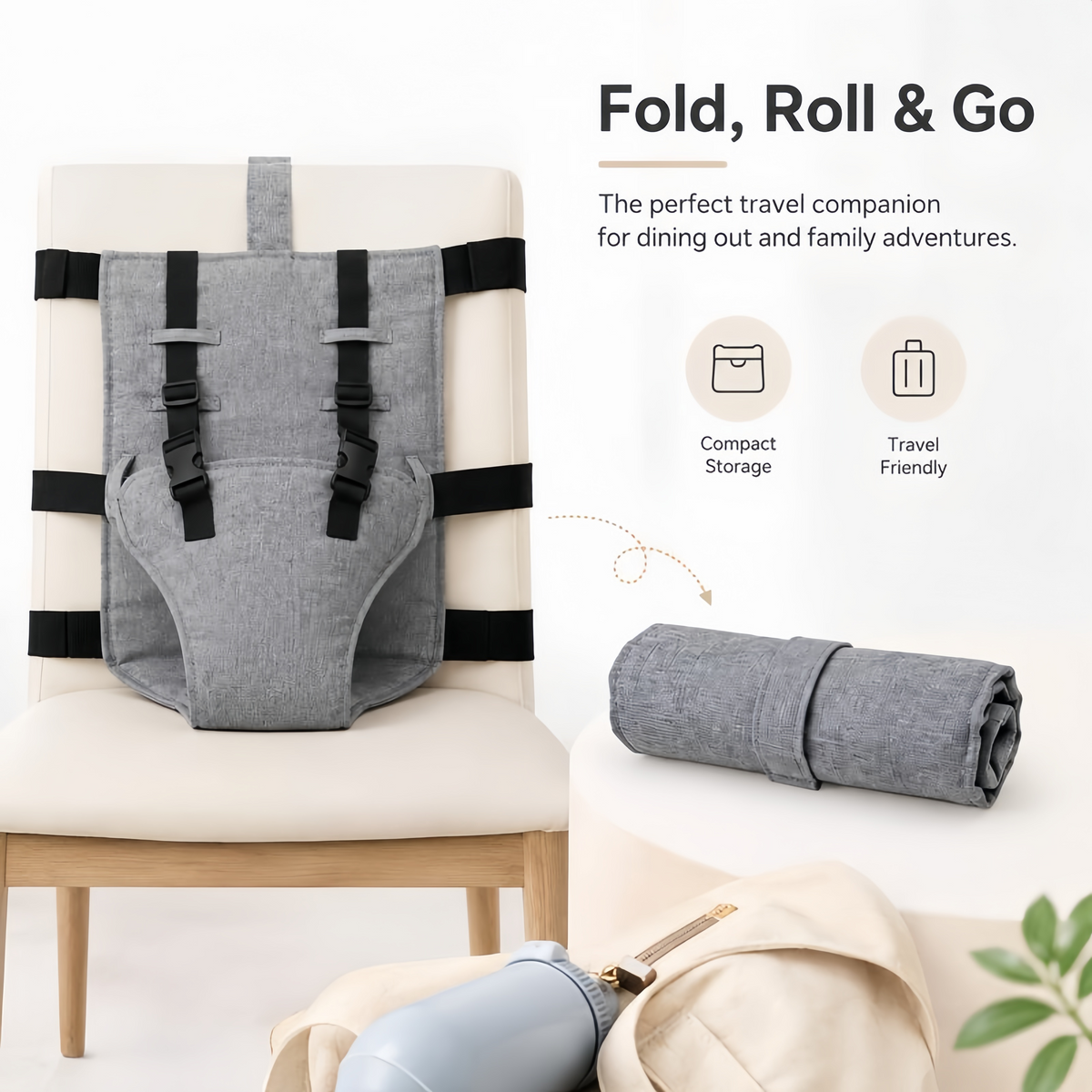 👶 Portable Travel High Chair Harness – Compact Booster Seat 🍽️