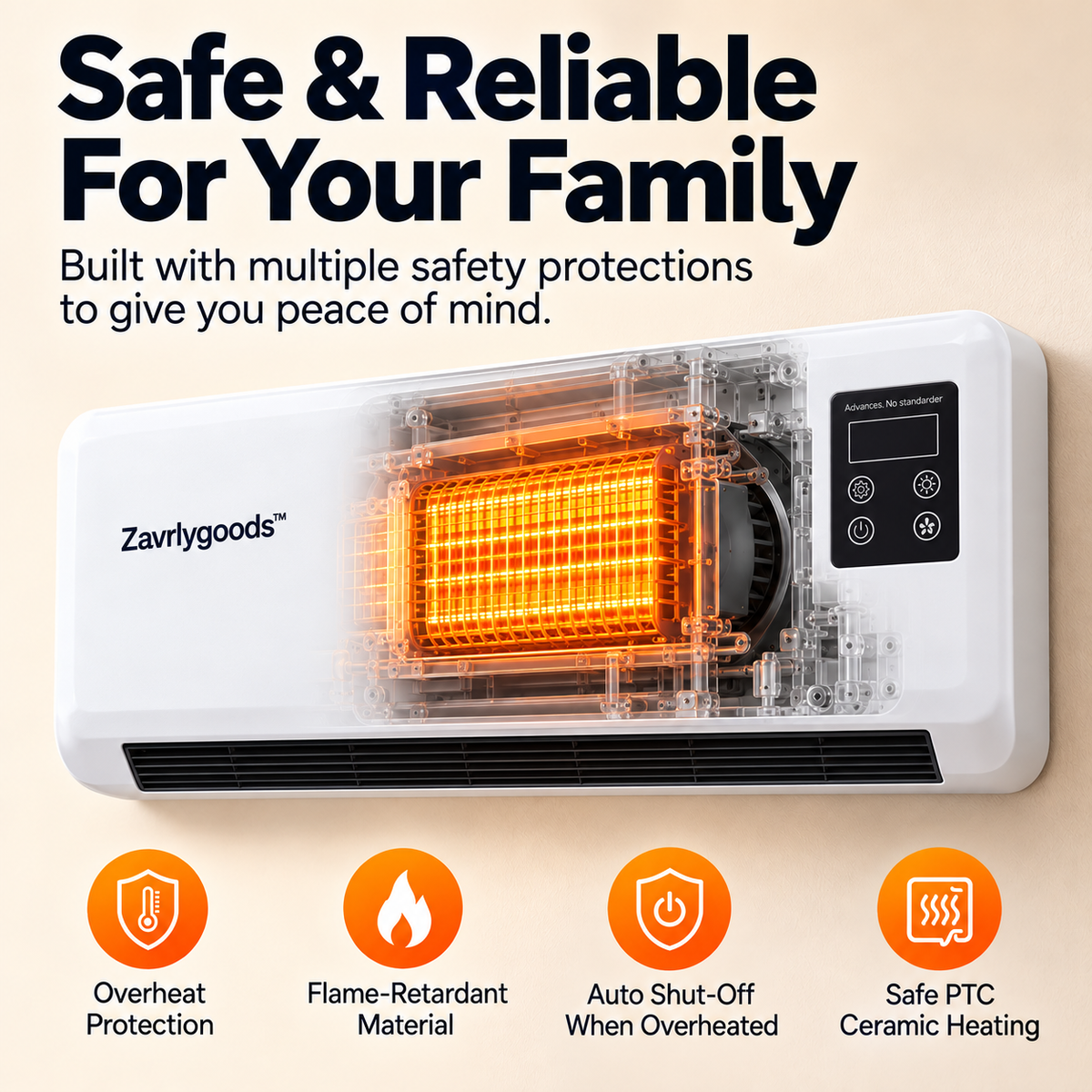 Black Friday Early Bird Deals-Wall-Mounted Space Heater with Thermostat and Remote Control