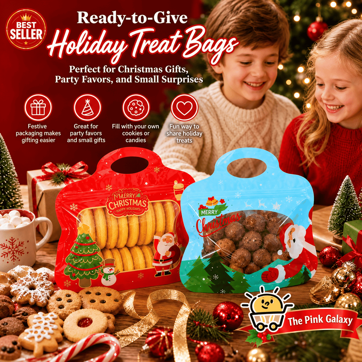 💖LAST DAY SALE 50% OFF!!🎁🎄 Christmas Self-Seal Treat Bags – Santa & Snowman Gift Bags 🎅