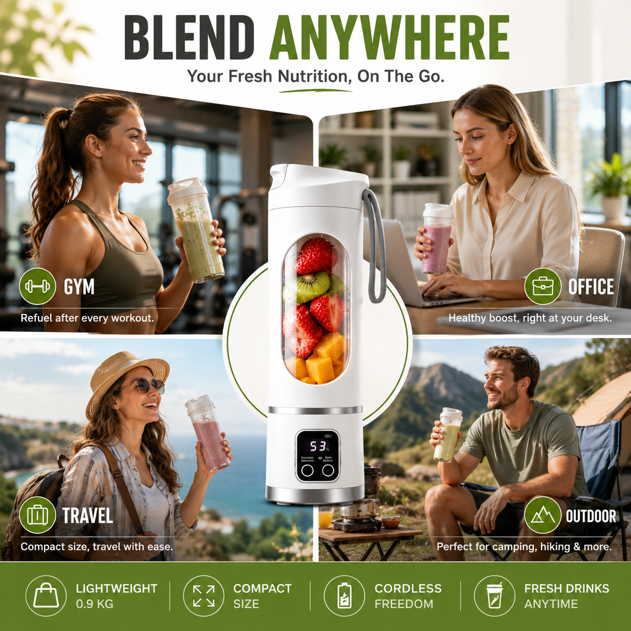 🥤 Heavy-Duty 12-Blade USB Rechargeable Portable Blender ⚡