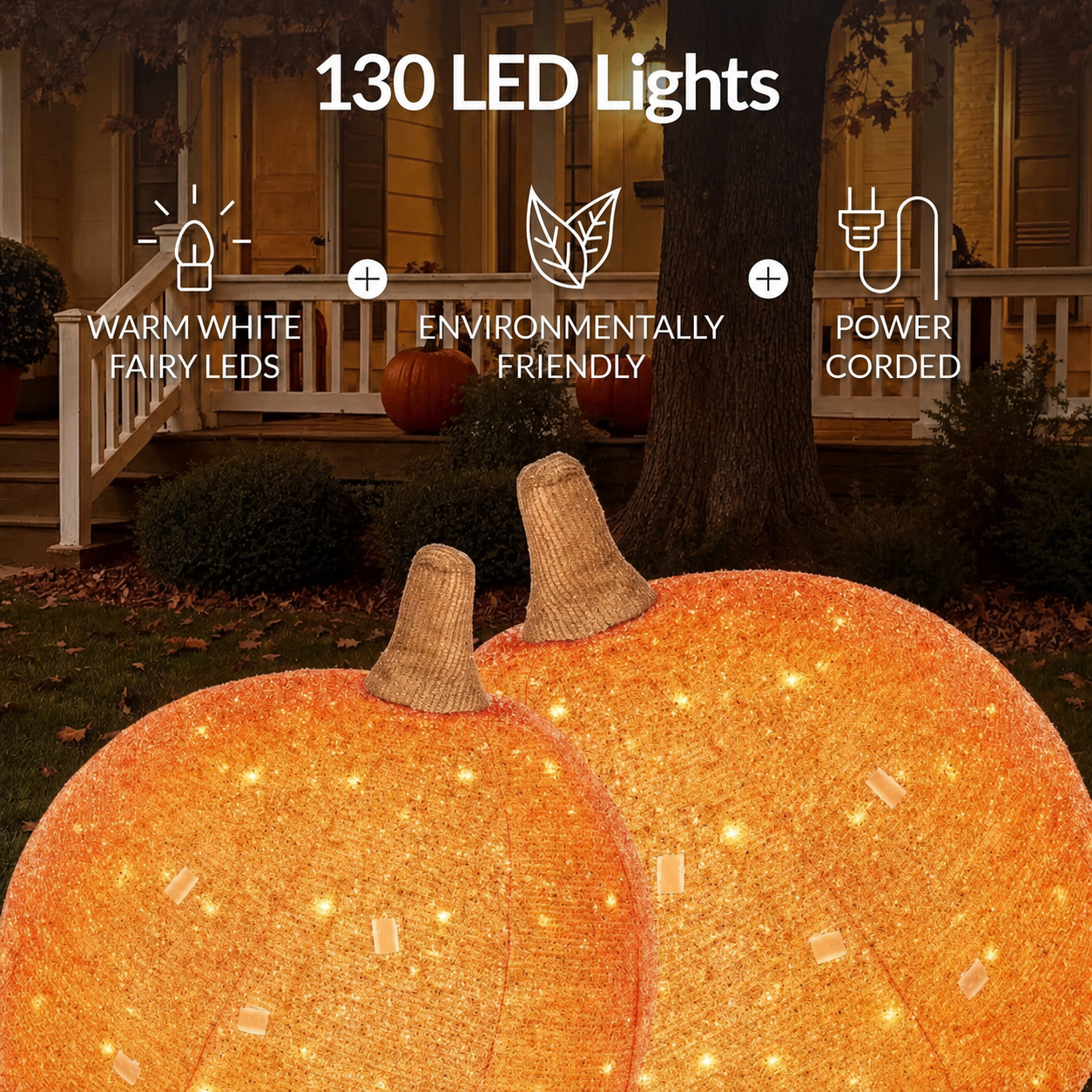 🎃 2-Piece Lighted Pumpkin Set: Halloween to Thanksgiving 2-in-1 Decor!
