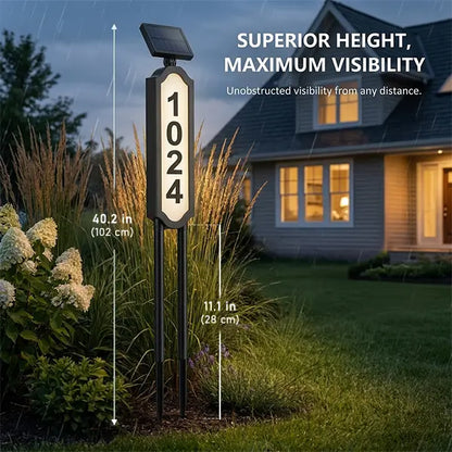 🏡 Solar Illuminated House Number Sign | Outdoor Address Light