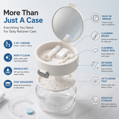 ✨🦷 3-in-1 Retainer Cleaning Case – Aligner Storage & Drain Basket