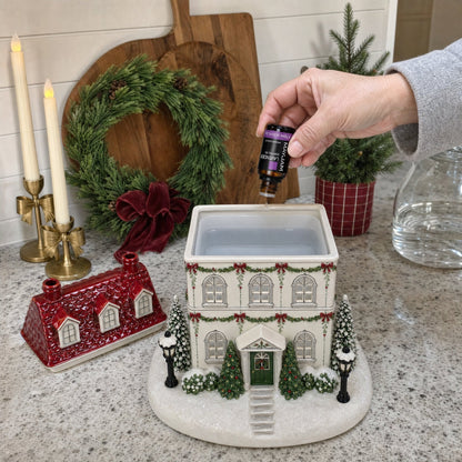 🎄 Holiday House Aroma Diffuser 🏠 Chimney Mist & Color-Changing Lights