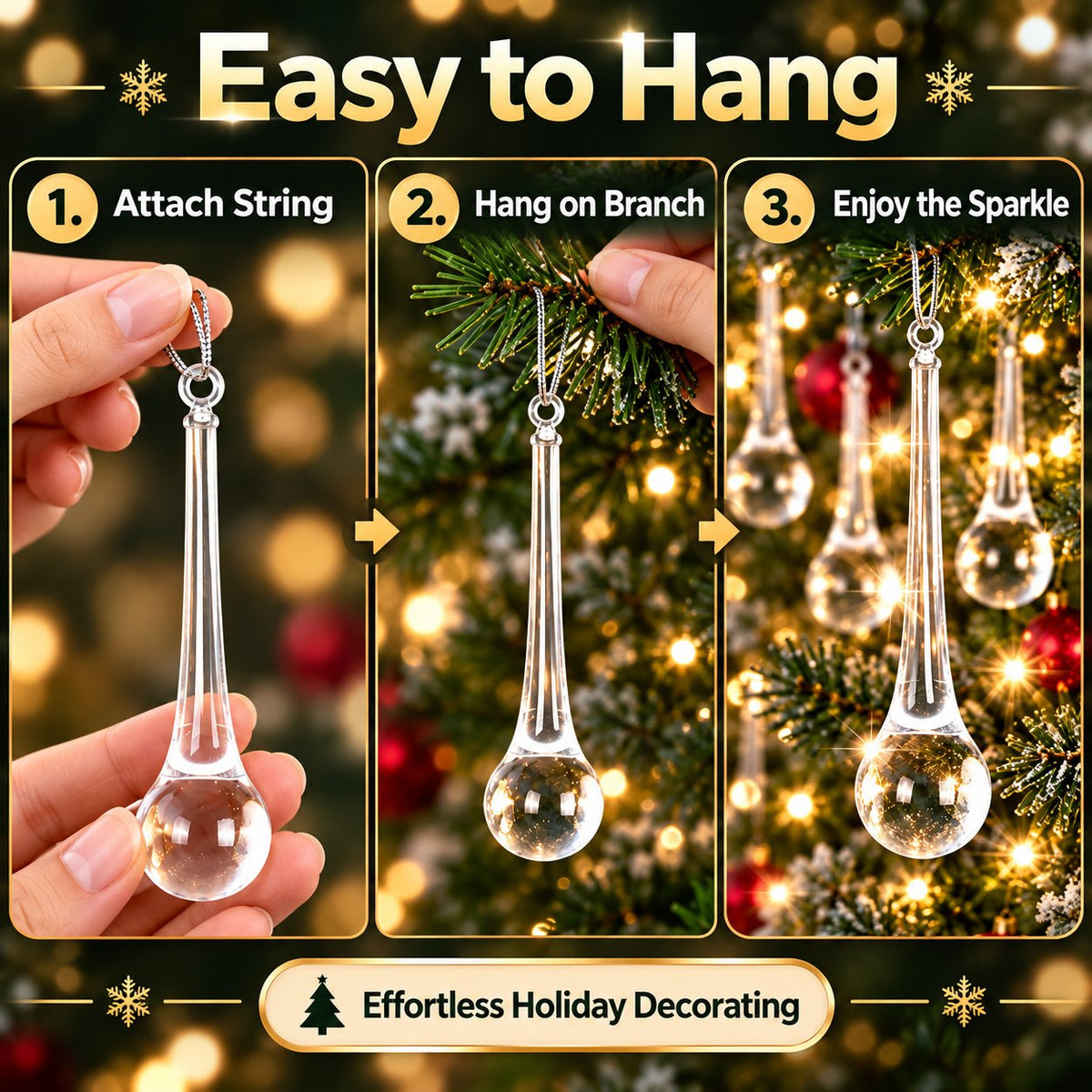 🎄💎✨ Crystal Teardrop Ornaments — Add Sparkle to Your Christmas!