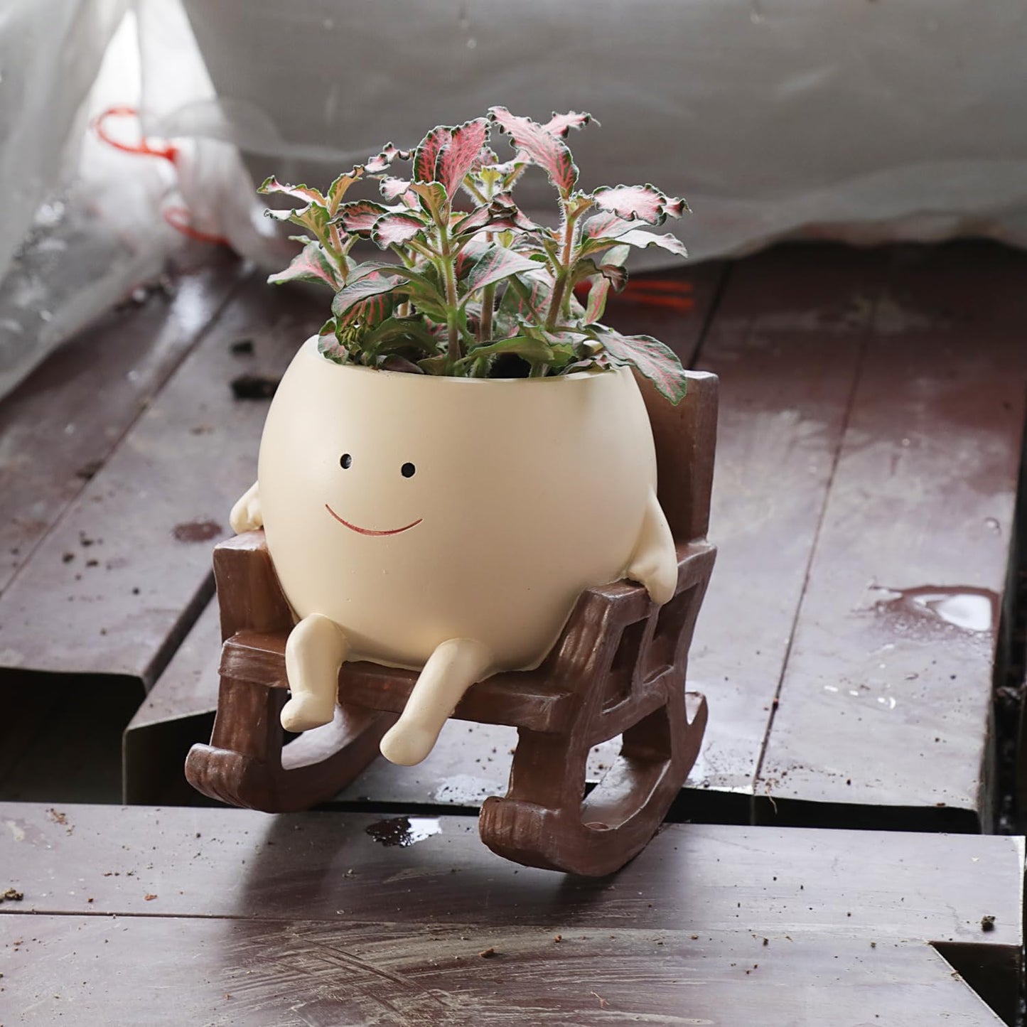 Smiling Face Rocking Chair Flower Pot