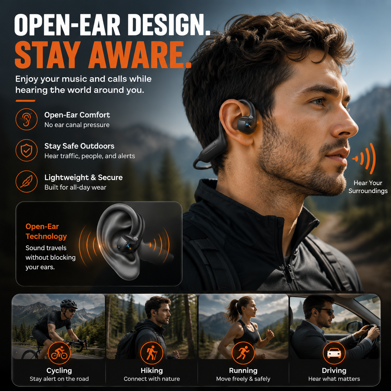 🎥 8MP Smart Camera Open-Ear Headset – POV Video, Calls & AI Assistance 🎧