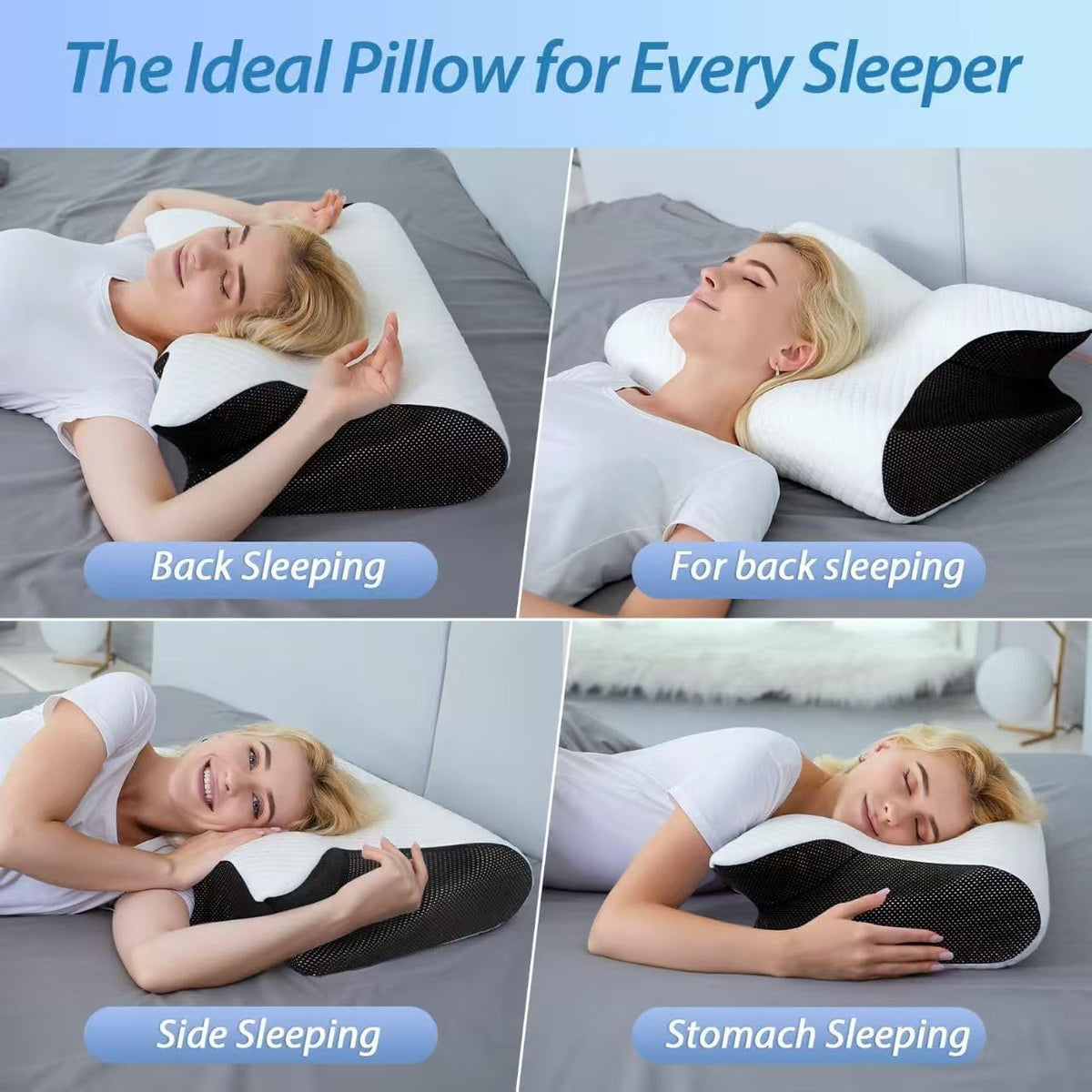 😴 Ergonomic Cervical Memory Foam Neck Pillow for Side, Back & Stomach Sleepers 🌙