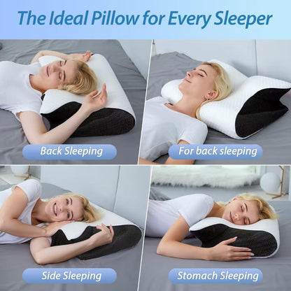 😴 Ergonomic Cervical Memory Foam Neck Pillow for Side, Back & Stomach Sleepers 🌙