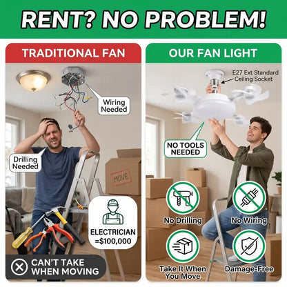 💥 55% OFF | Last Day ⏰ 🌬️ 2-in-1 Silent Ceiling Fan Light – Remote Control LED Fan with Foldable Blades & Timer 💡