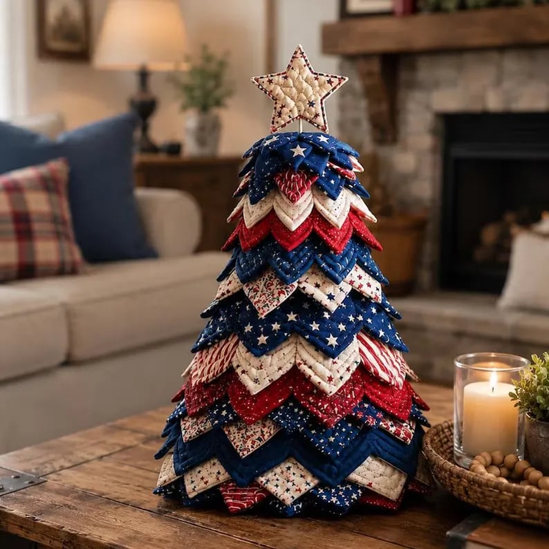 🔥LAST DAY 50% OFF - 🎄 Layered Fabric Tree Quilt Kit for DIY Seasonal Decor 🧵