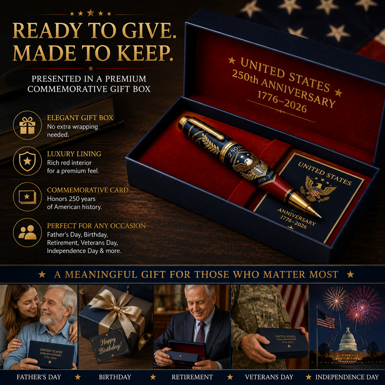 ⌛ FINAL DAY | 55% OFF: Luxury America 250th Anniversary Commemorative Pen Set 🇺🇸✒️
