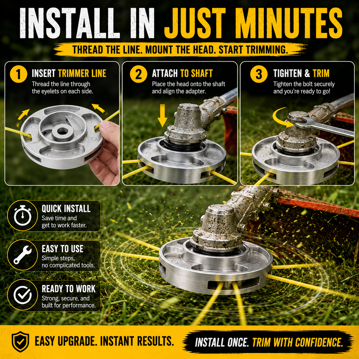 🌿 Universal Aluminum Grass Trimmer Head | Heavy-Duty Brush Cutter Replacement