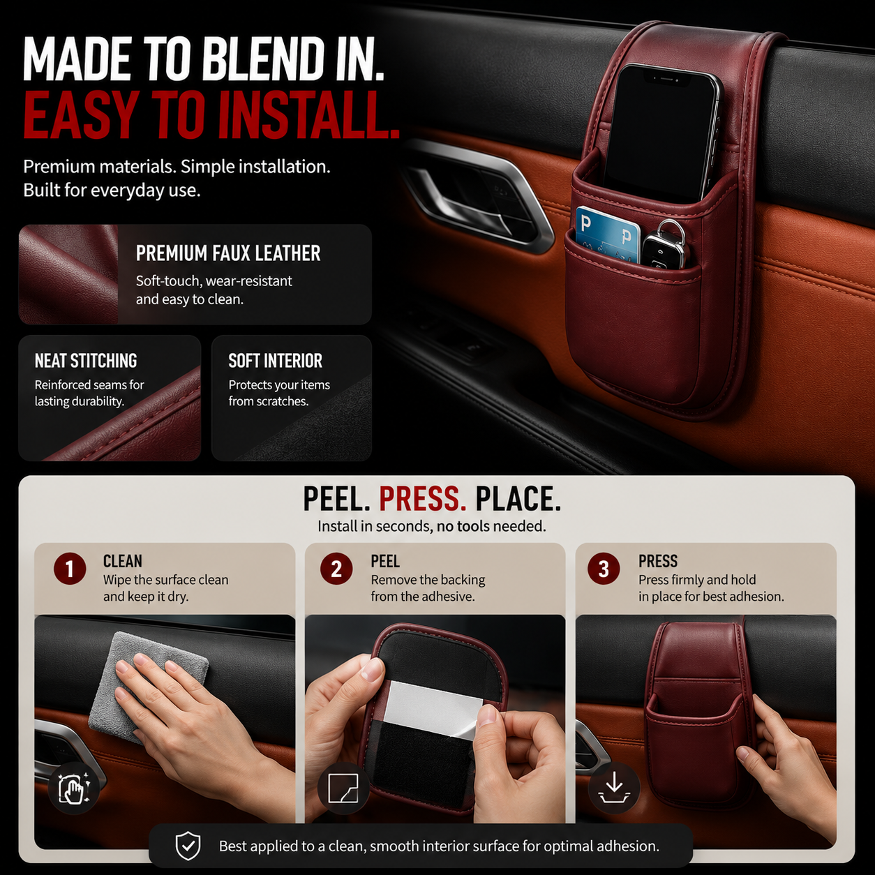 💥Buy 1 Get 1 FREE🚗 – Leather Car Door & Console Organizer
