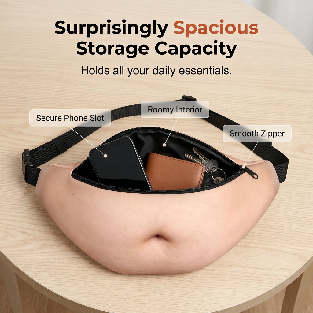 😂 3D Beer Belly Fanny Pack – Funny Waist Bag & Gag Gift 🎁