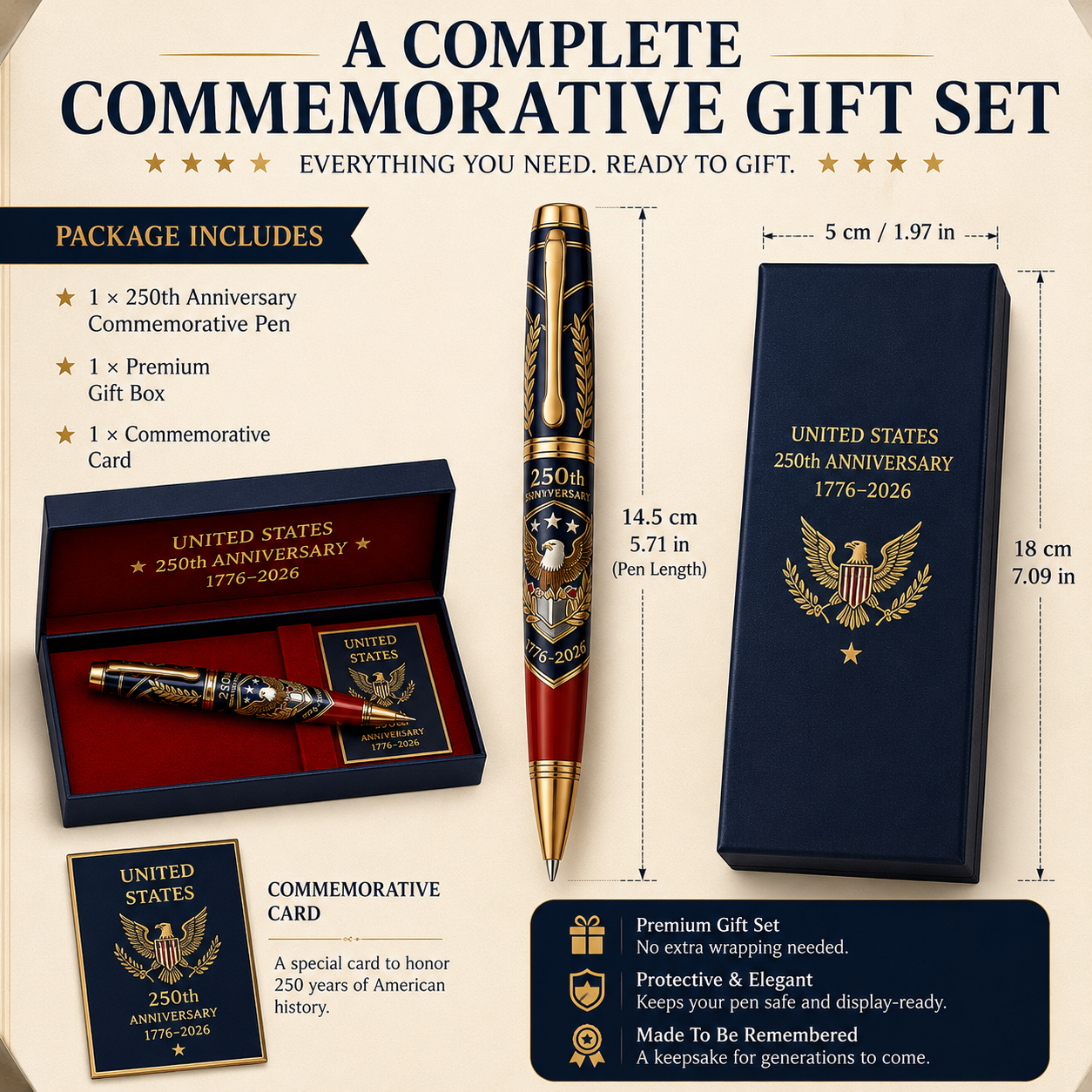 ⌛ FINAL DAY | 55% OFF: Luxury America 250th Anniversary Commemorative Pen Set 🇺🇸✒️