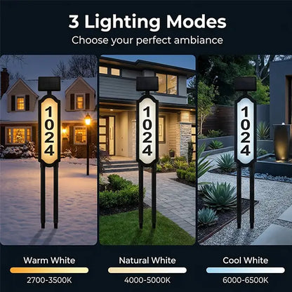 🏡 Solar Illuminated House Number Sign | Outdoor Address Light