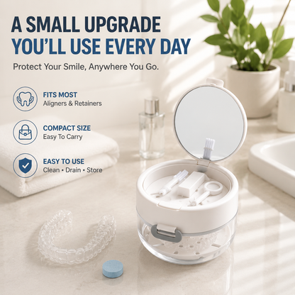 ✨🦷 3-in-1 Retainer Cleaning Case – Aligner Storage & Drain Basket