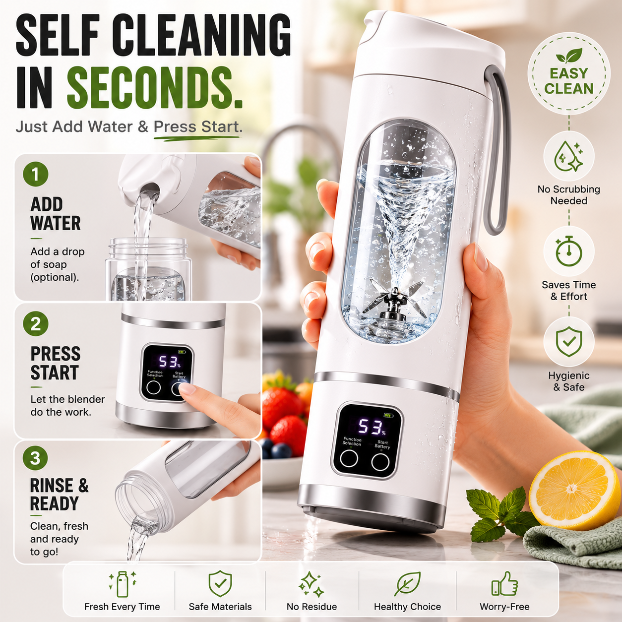 🥤 Portable Personal Blender | USB Rechargeable Smoothie Maker