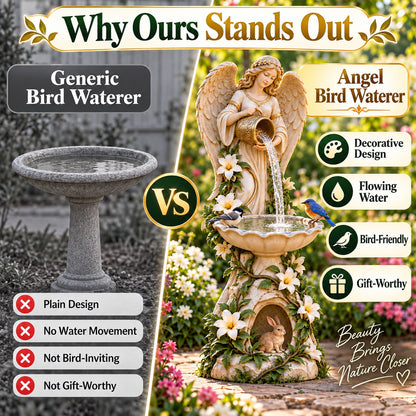 ✨Last Day 50% OFF✨☀️ Solar Angel Starlight Bird Waterer™🪽 – Lighted Garden Birdbath & Outdoor Decor