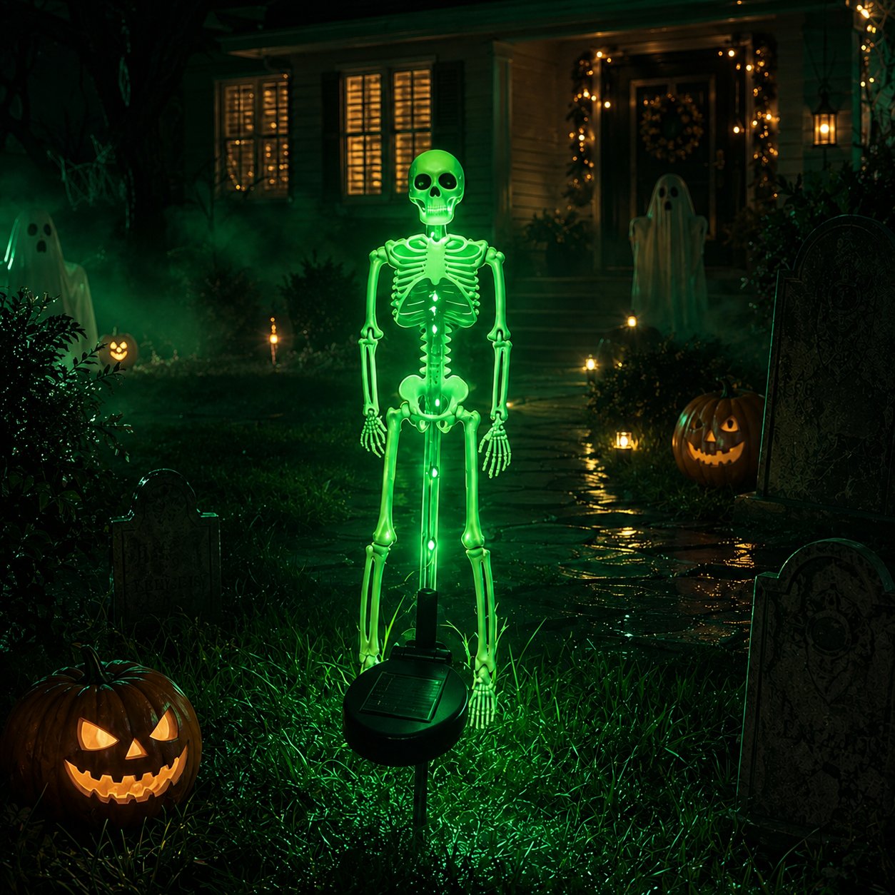 💜 Solar Light-Up Skeleton Yard Stake – Purple Glow Halloween Outdoor Decor 👻