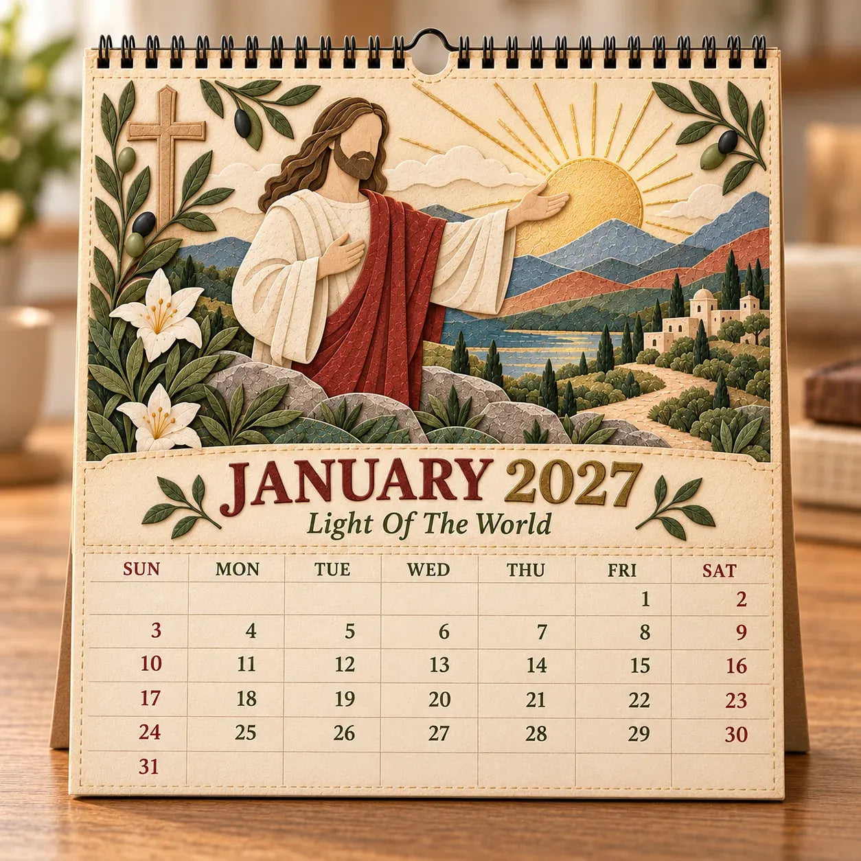✝️ 2027 A Year With Jesus Wall Calendar – 12-Month Gospel Art & Scripture Planning 🕊️