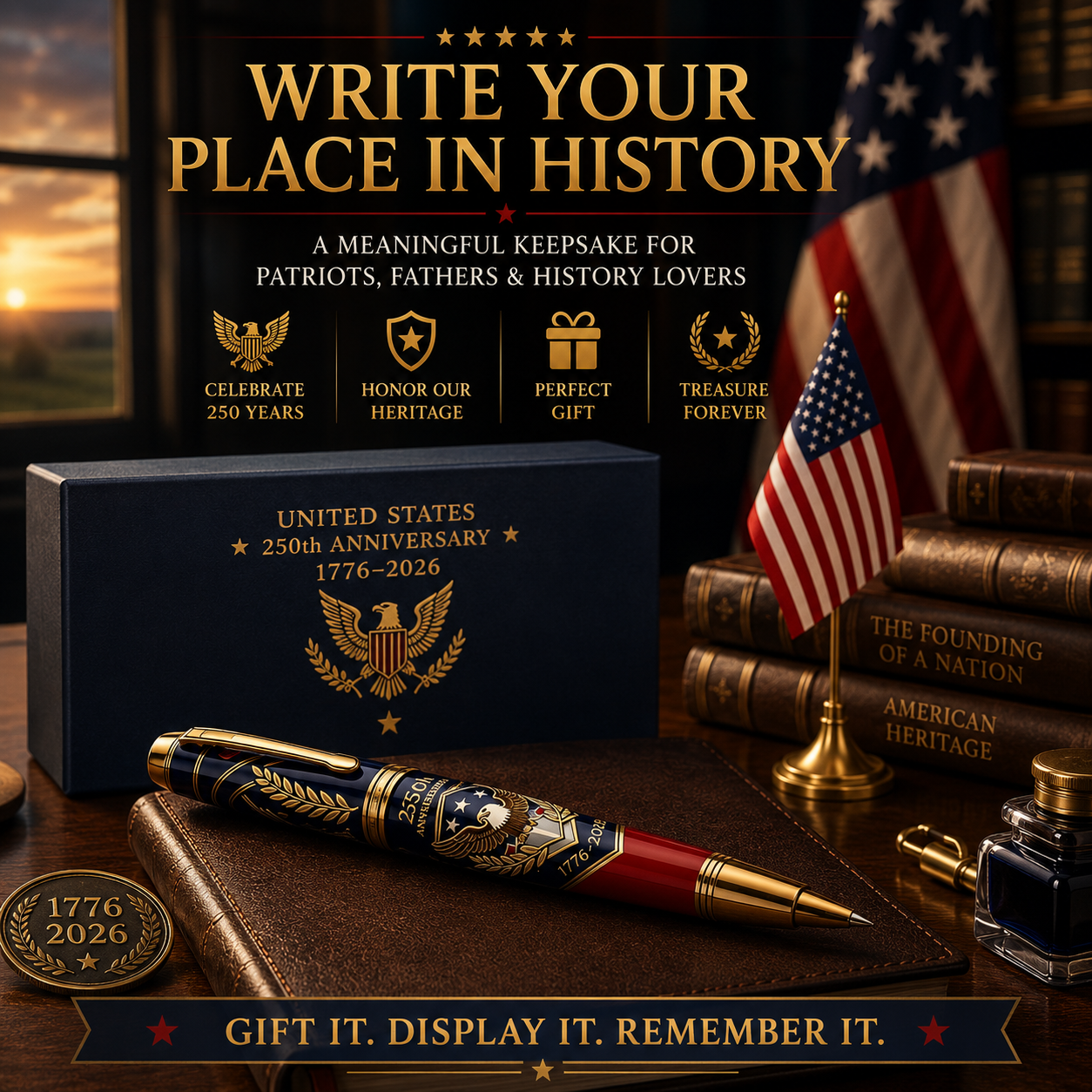 ⌛ FINAL DAY | 55% OFF: Luxury America 250th Anniversary Commemorative Pen Set 🇺🇸✒️