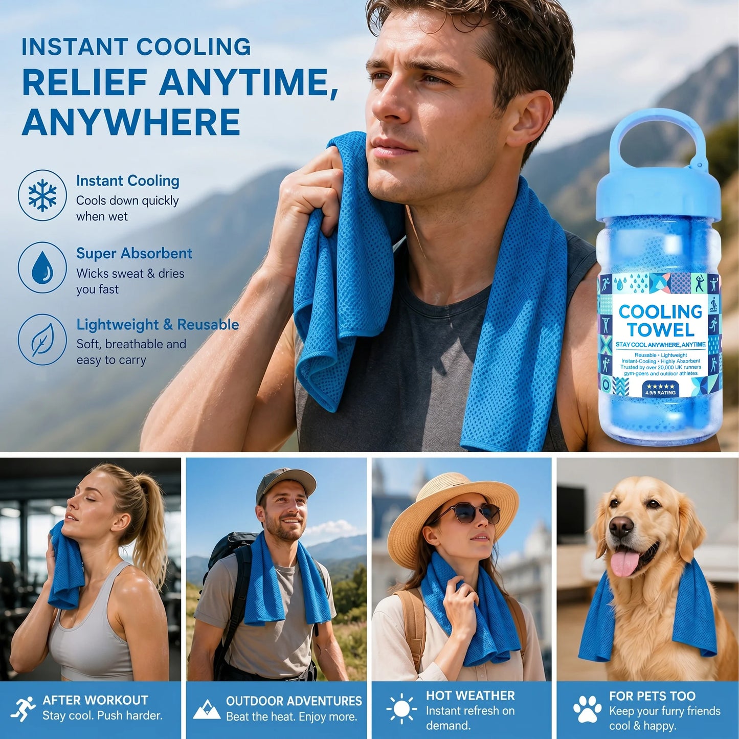 🔥BUY 1 GET 1 FREE❄️ Instant Cooling Towel 💦Stay Cool Anytime, Anywhere