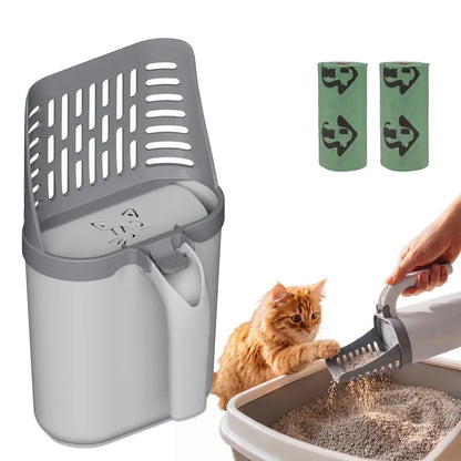🔥 50% OFF TODAY | 🐾 3-in-1 All-in-One Cat Litter Scoop With Waste Bags 🗑️