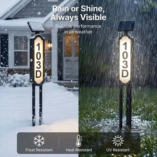 🏡 Solar Illuminated House Number Sign | Outdoor Address Light
