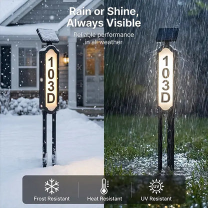 🏡 Solar Illuminated House Number Sign | Outdoor Address Light